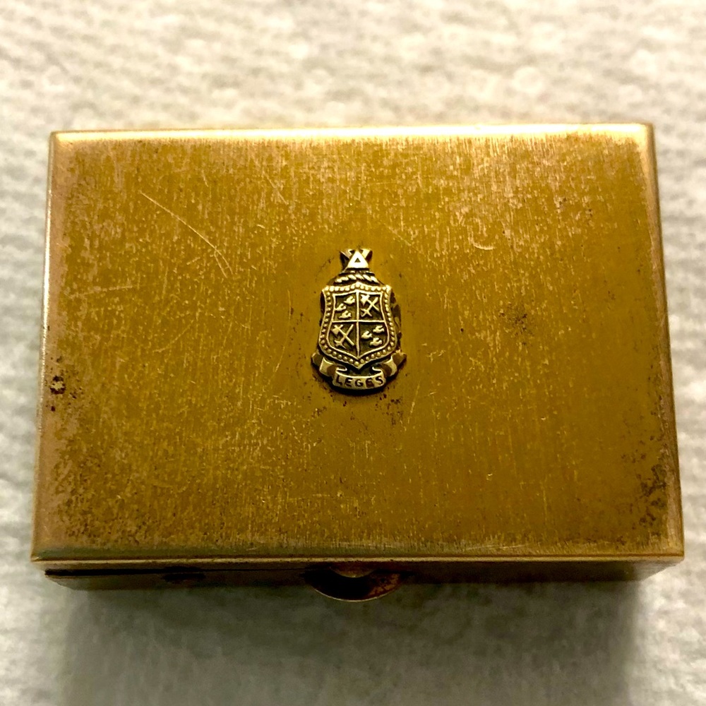 Vintage Solid Brass Miniature Scent box with mirror. A Rare Find.